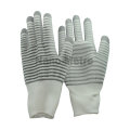 NMSAFETY 13g blanco y gris nylon tejido guante revestimiento blanco PU guantes de palma guantes de trabajo